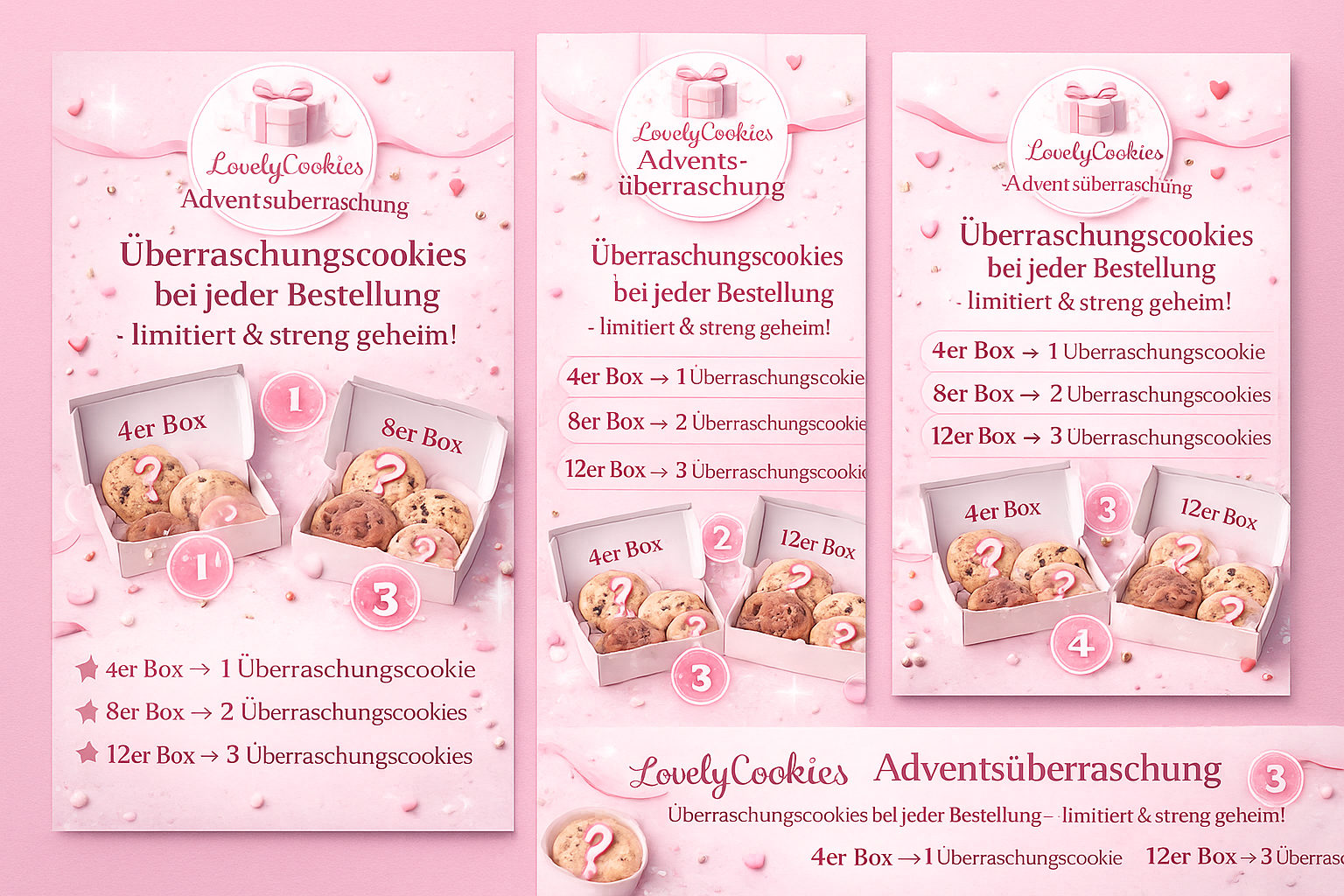 ✨ LovelyCookies Adventsüberraschung ✨ Nur vom 1. bis 2. Advent gibt’s zu jeder Bestellung limitierte Überraschungscookies – streng geheim & nur diese Woche erhältlich! 🍪🎁✨